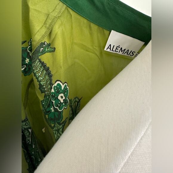 Alemais Solaris Shirtdress - Olive Silk Satin US 6 - Picture 10 of 12